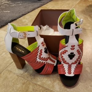 Coach platform sandal with bulky heel